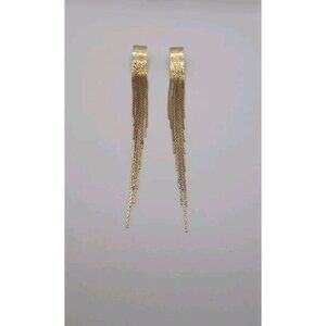 Dazzling‎ Golden Waterfall Pierced Earrings Six Inche Sparkle and Shine in Style